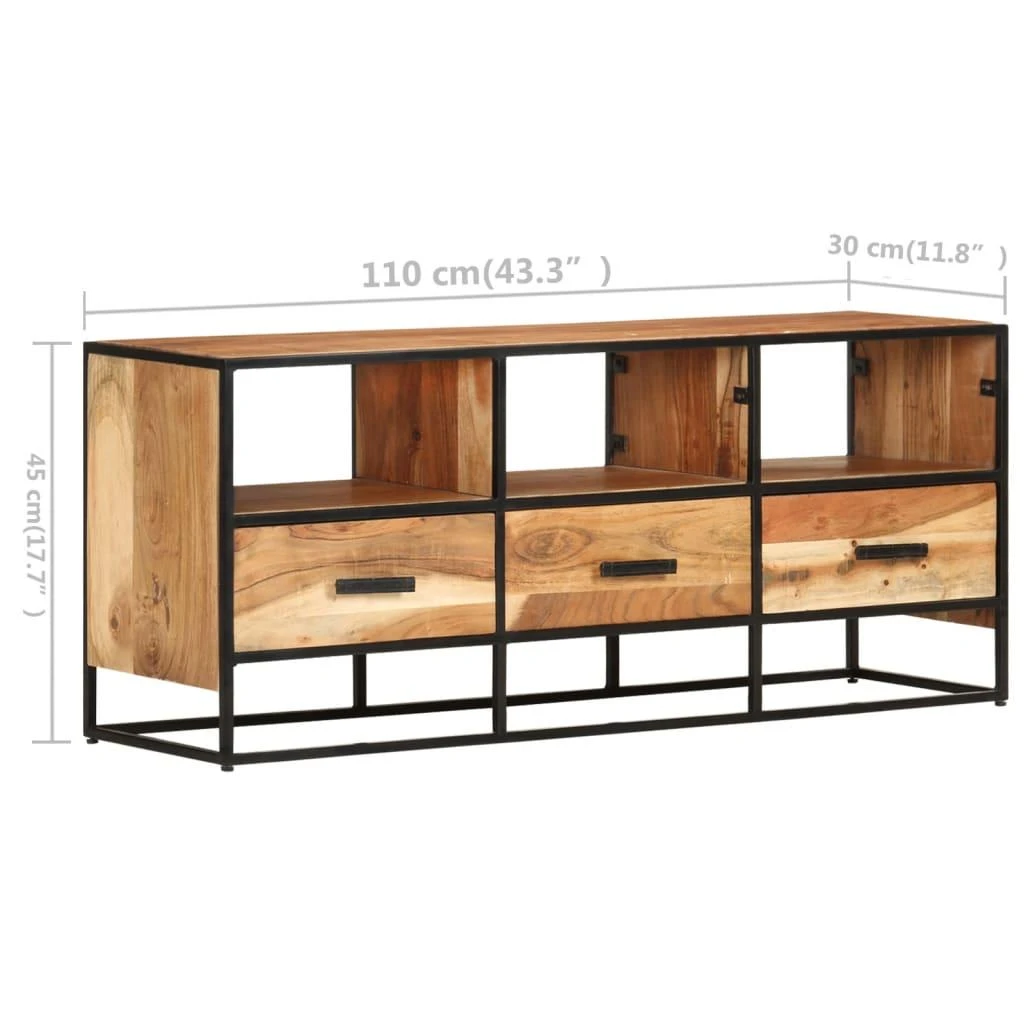 TV staliukas Televizoriaus spintelė, 110x30x45cm, akacijos medienos masyvas