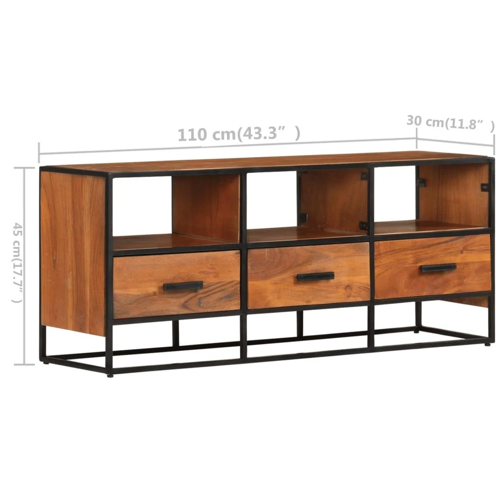 TV staliukas Televizoriaus spintelė, 110x30x45cm, akacijos medienos masyvas