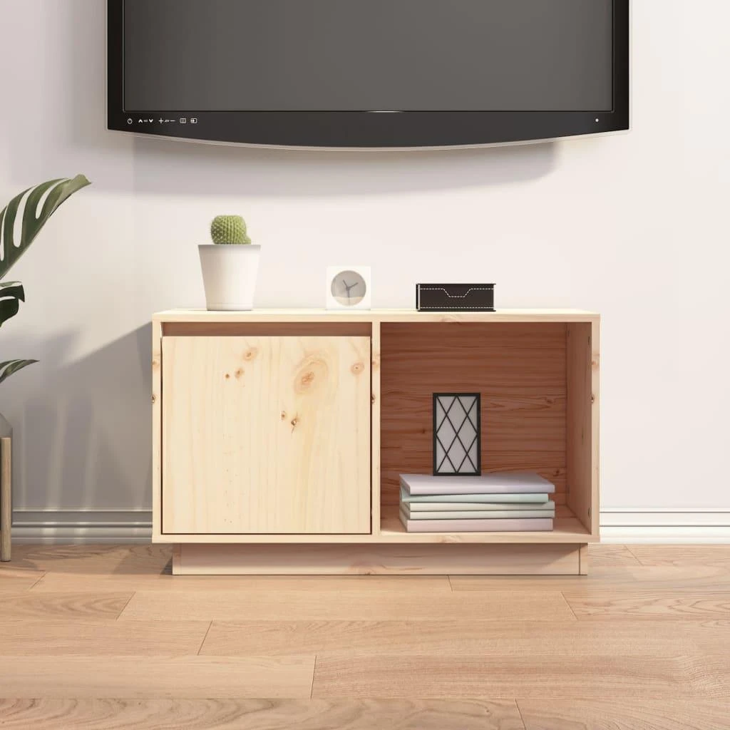 TV staliukas Televizoriaus spintelė, 74x35x44cm, pušies medienos masyvas