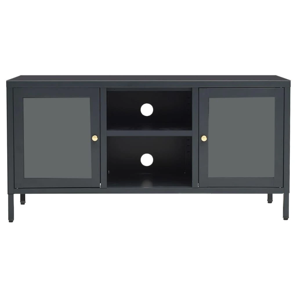 TV staliukas Televizoriaus spintelė, antracito, 105x35x52cm, plienas/stiklas