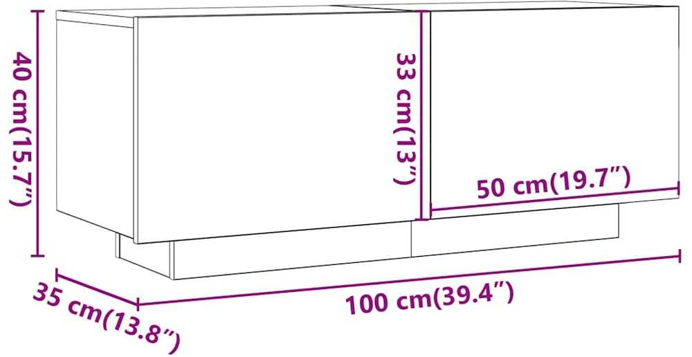 TV staliukas Televizoriaus spintelė, ąžuolo, 100x35x40cm, apdirbta mediena