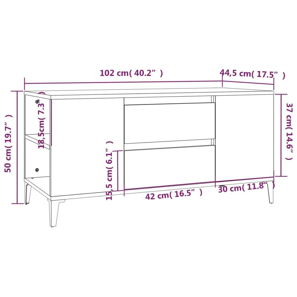 TV staliukas Televizoriaus spintelė, ąžuolo, 102x44,5x50cm, apdirbta mediena