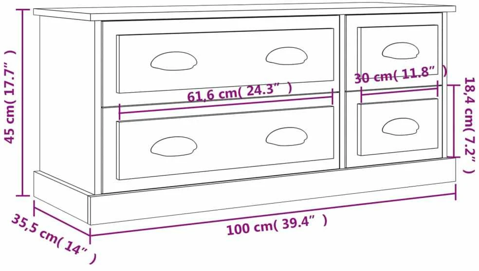TV staliukas Televizoriaus spintelė, balta, 100x35,5x45cm, mediena, blizgi