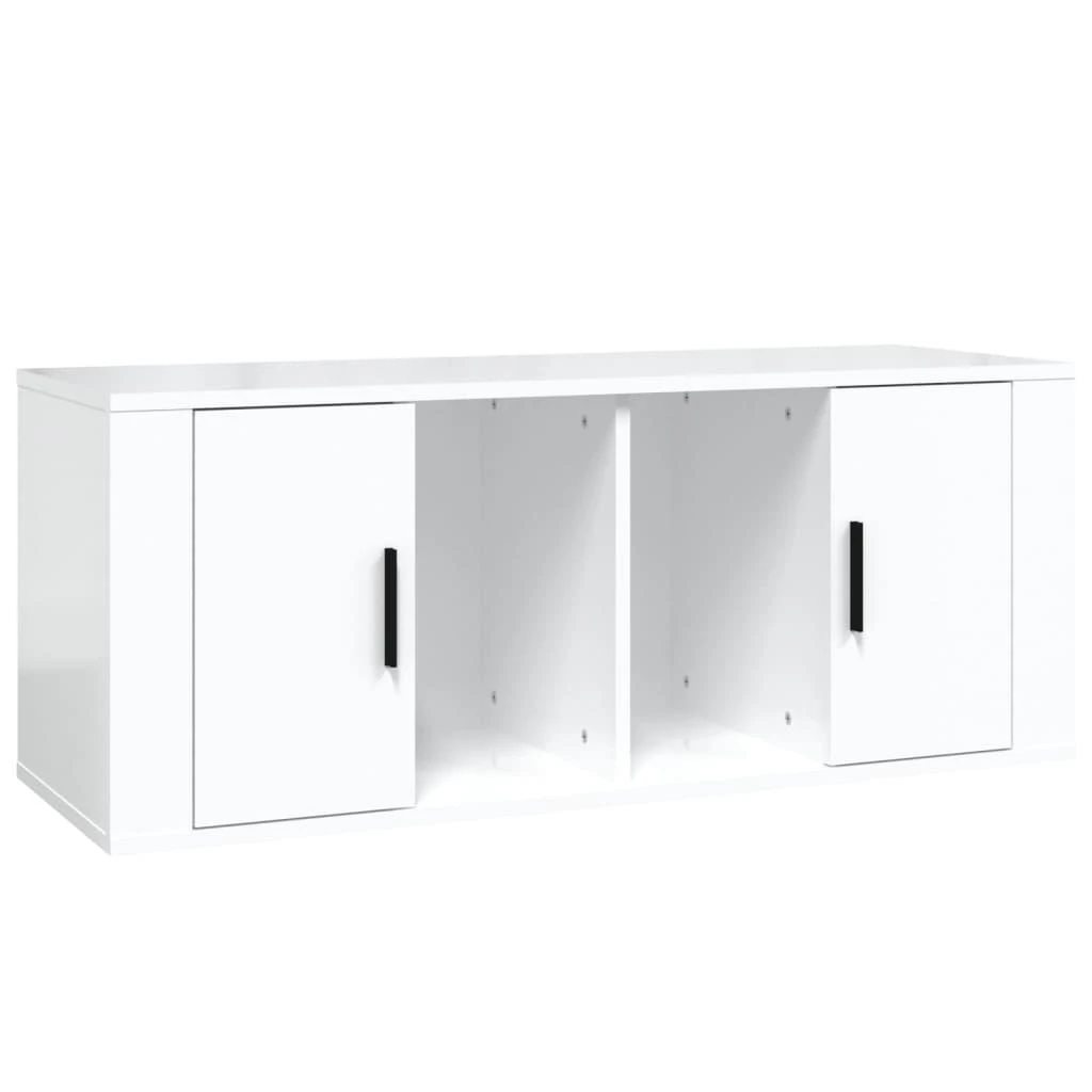 TV staliukas Televizoriaus spintelė, balta, 100x35x40cm, mediena, blizgi