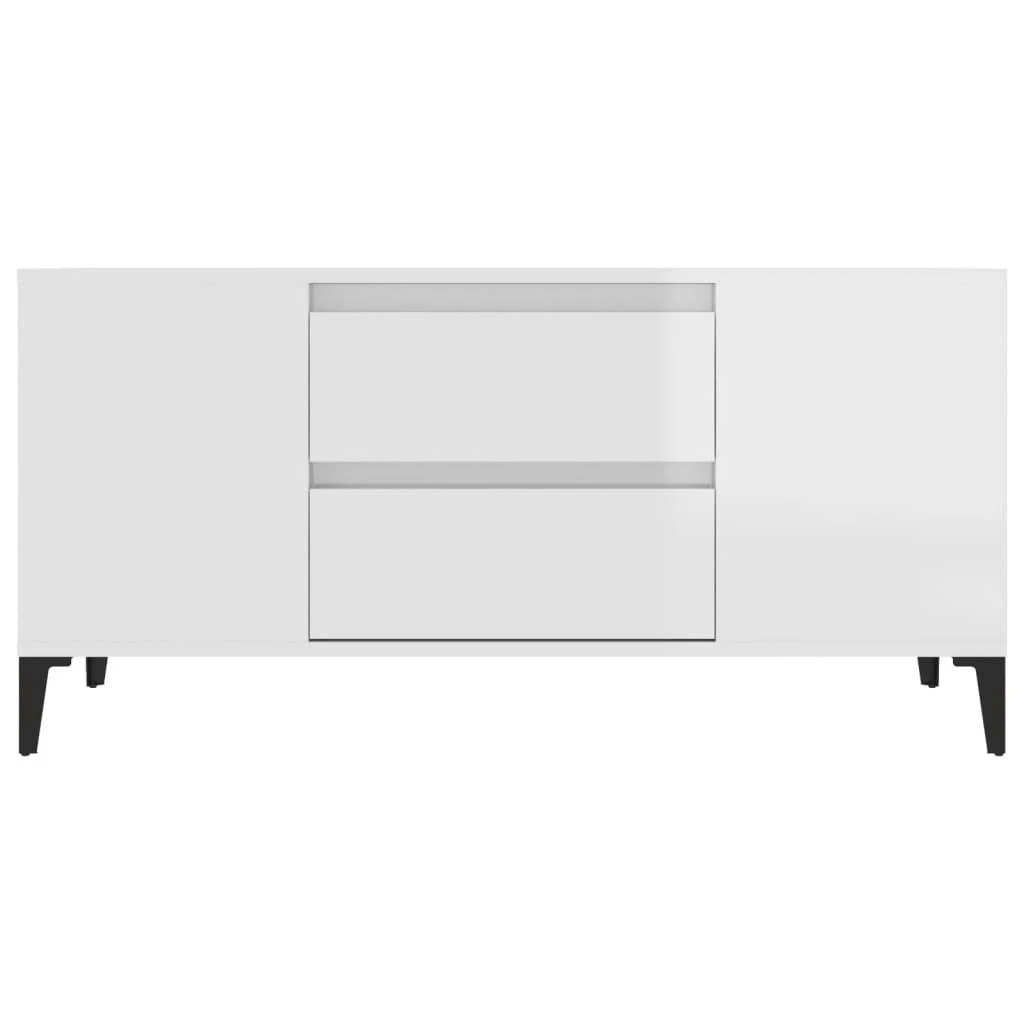 TV staliukas Televizoriaus spintelė, balta, 102x44,5x50cm, mediena, blizgi