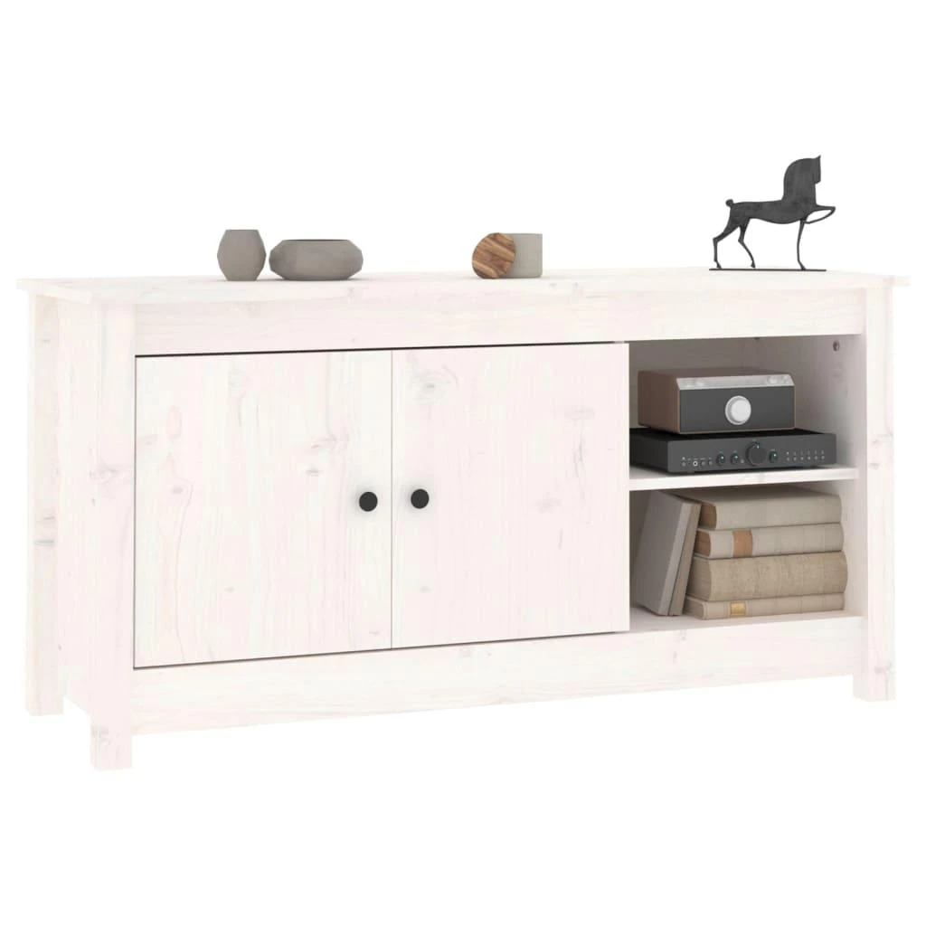TV staliukas Televizoriaus spintelė, balta, 103x36,5x52cm, pušies masyvas