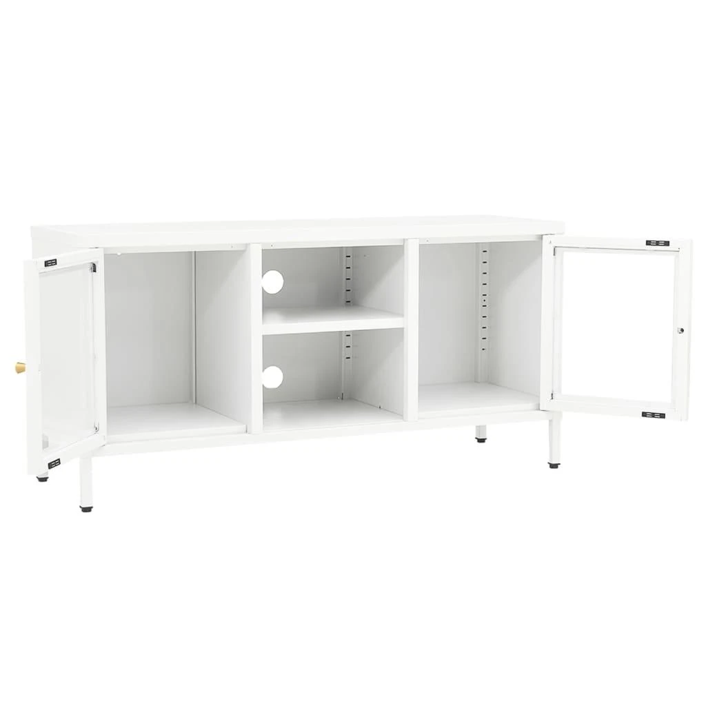 TV staliukas Televizoriaus spintelė, balta, 105x35x52cm, plienas ir stiklas