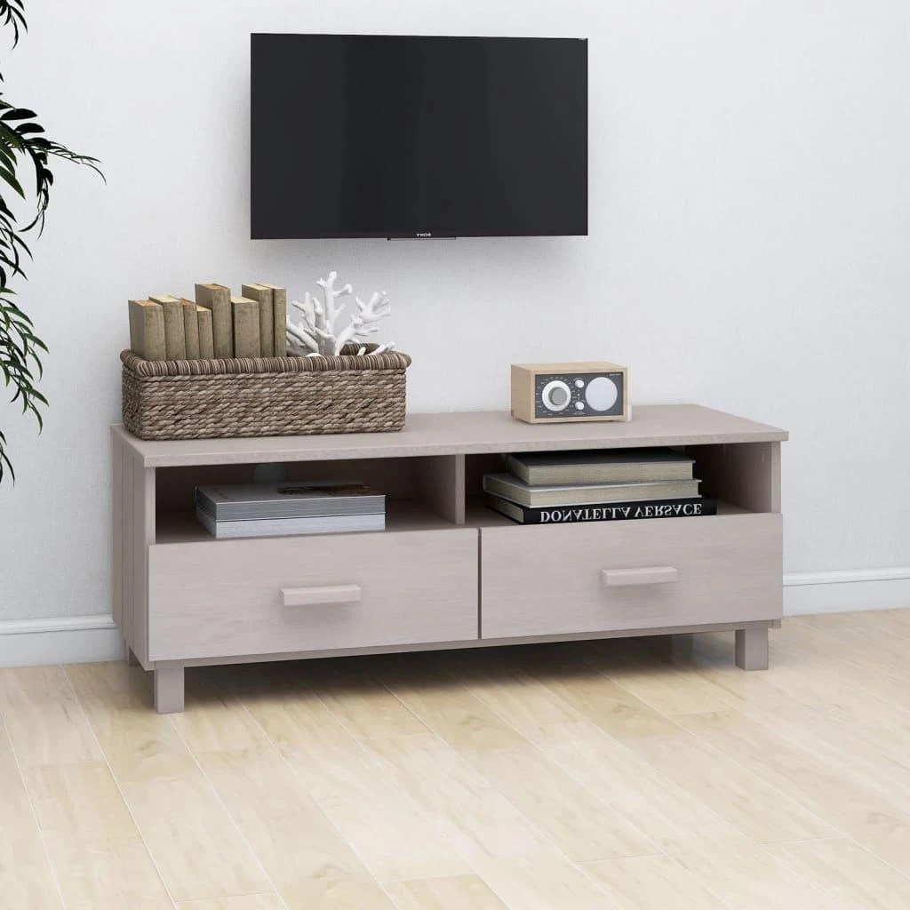 TV staliukas Televizoriaus spintelė HAMAR, balta, 106x40x40cm, pušis