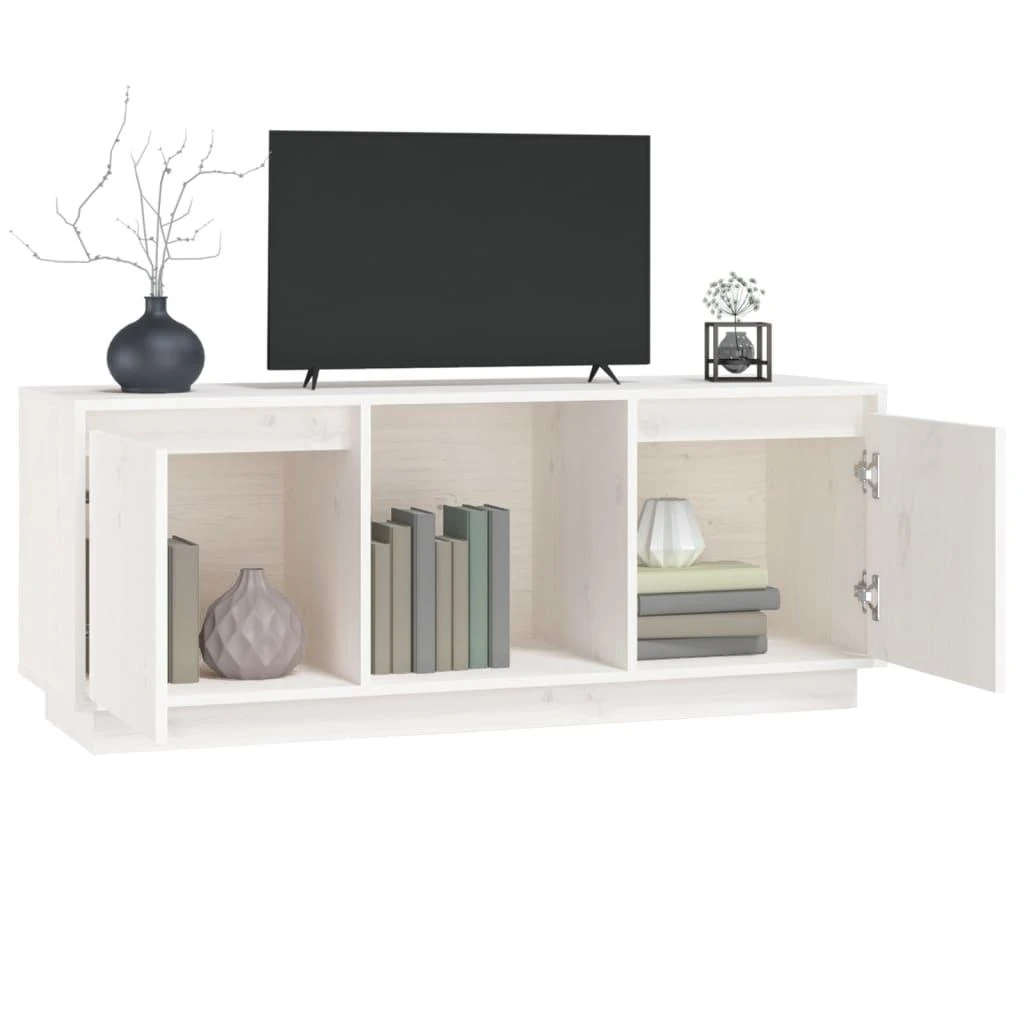 TV staliukas Televizoriaus spintelė, balta, 110,5x35x44cm, pušies masyvas