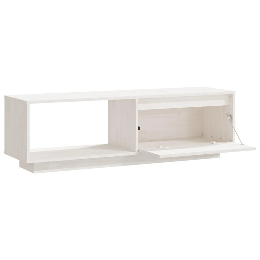 TV staliukas Televizoriaus spintelė, balta, 110x30x33,5cm, pušies masyvas