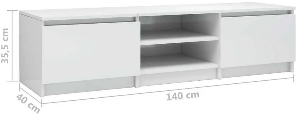 TV staliukas Televizoriaus spintelė, balta, 140x40x35,5cm, apdirbta mediena