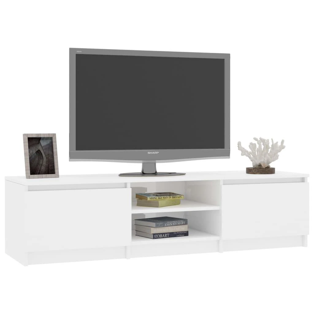 TV staliukas Televizoriaus spintelė, balta, 140x40x35,5cm, apdirbta mediena