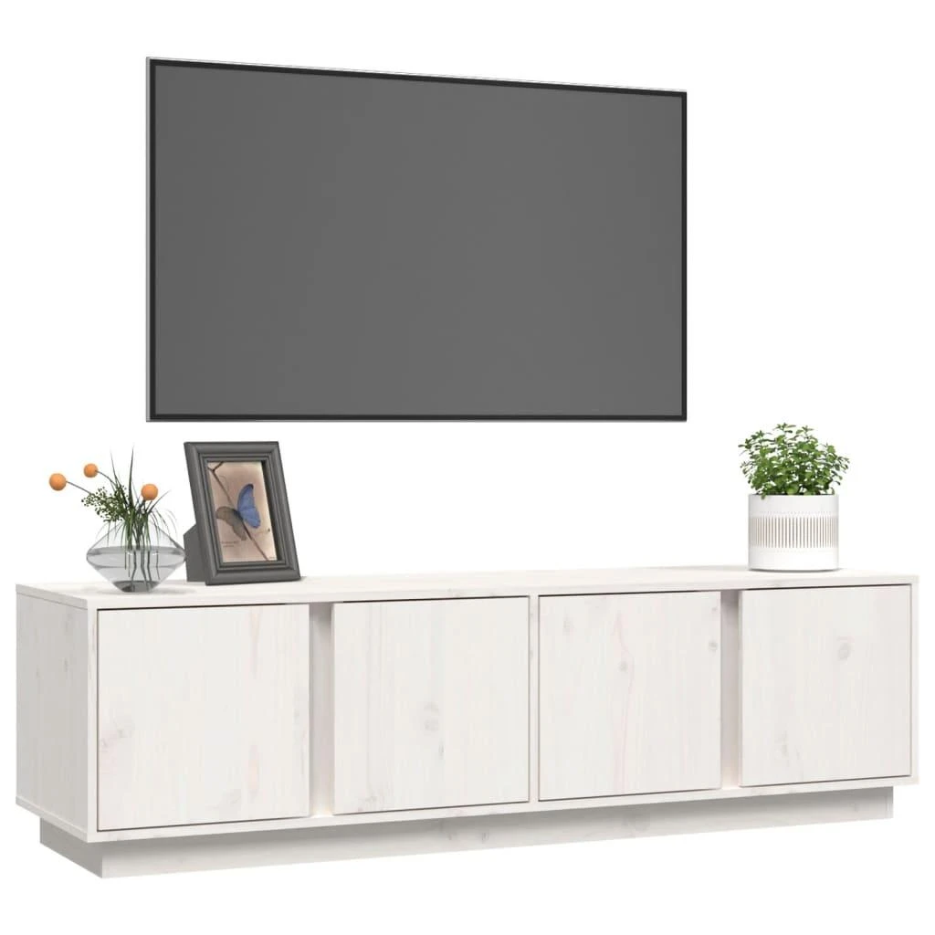 TV staliukas Televizoriaus spintelė, balta, 140x40x40cm, pušies masyvas