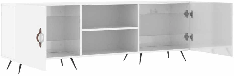 TV staliukas Televizoriaus spintelė, balta, 150x30x50cm, mediena, blizgi