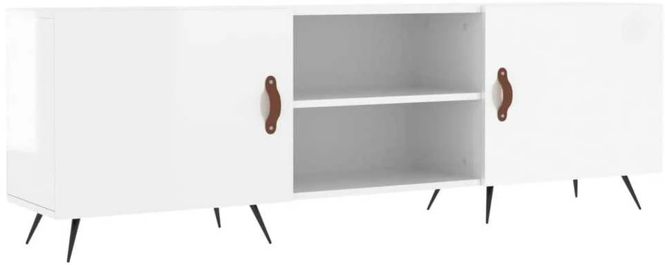 TV staliukas Televizoriaus spintelė, balta, 150x30x50cm, mediena, blizgi