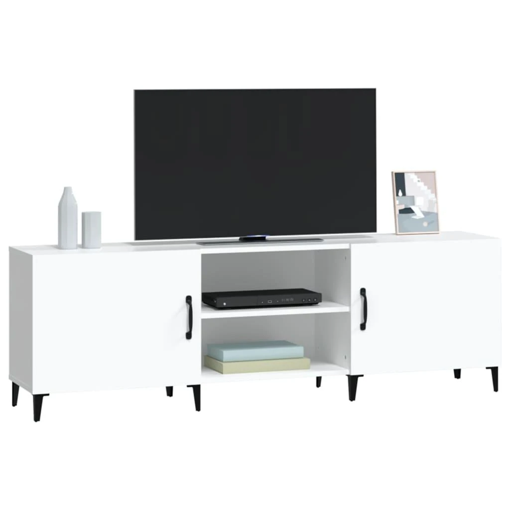 TV staliukas Televizoriaus spintelė, balta, 150x30x50cm, apdirbta mediena