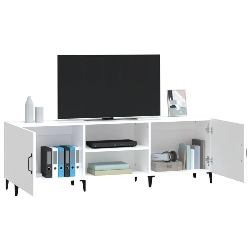 TV staliukas Televizoriaus spintelė, balta, 150x30x50cm, apdirbta mediena