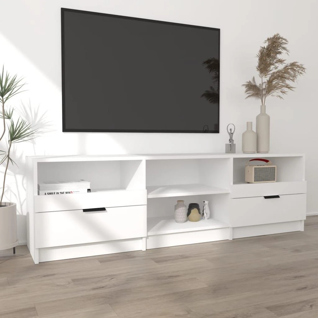 TV staliukas Televizoriaus spintelė, balta, 150x33,5x45cm, apdirbta mediena