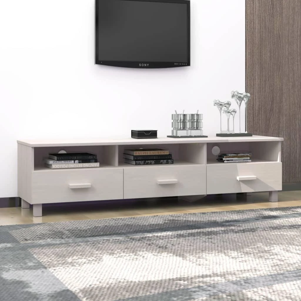 TV staliukas Televizoriaus spintelė HAMAR, balta, 158x40x40cm, pušis