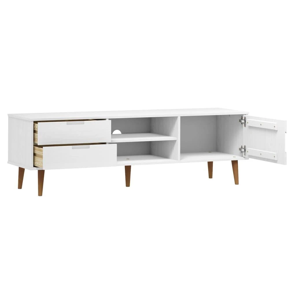 TV staliukas Televizoriaus spintelė MOLDE, balta, 158x40x49cm, pušis