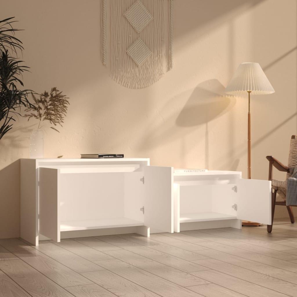 TV staliukas Televizoriaus spintelė, balta, 146,5x35x50cm, apdirbta mediena