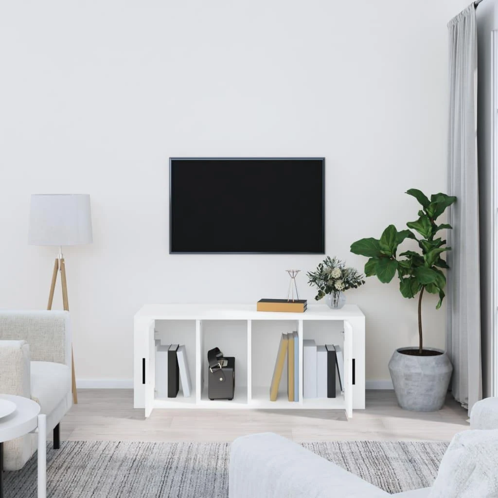 TV staliukas Televizoriaus spintelė, baltos spalvos, 100x35x40cm, mediena