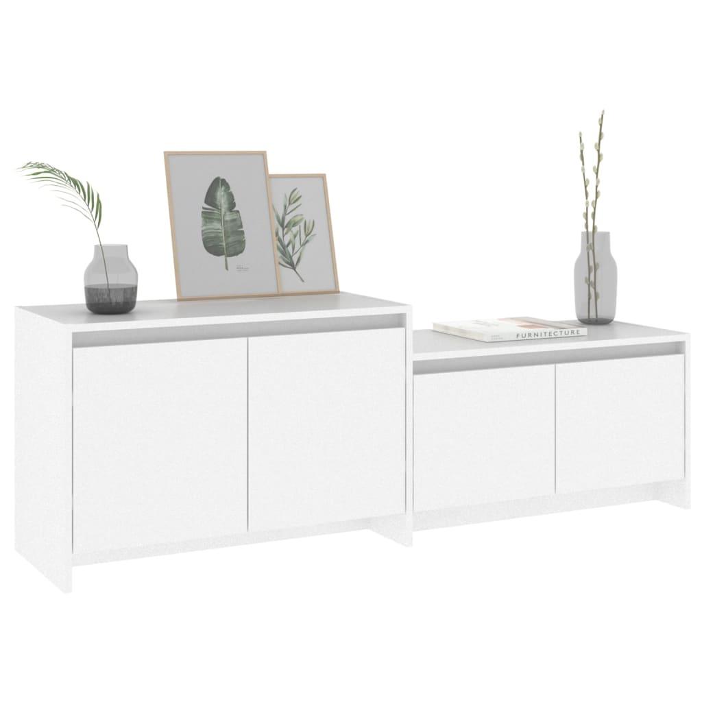TV staliukas Televizoriaus spintelė, balta, 146,5x35x50cm, apdirbta mediena