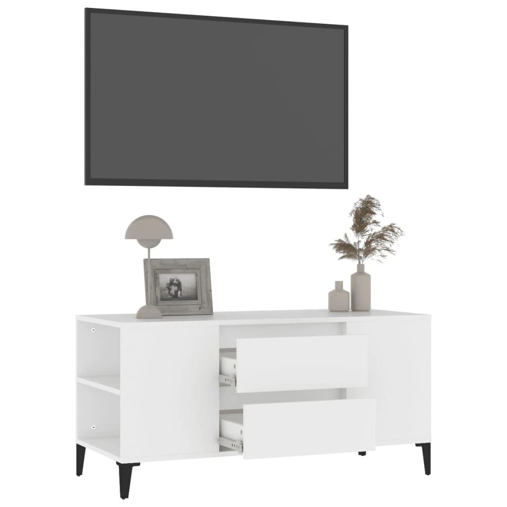 TV staliukas Televizoriaus spintelė, baltos spalvos, 102x44,5x50cm, mediena