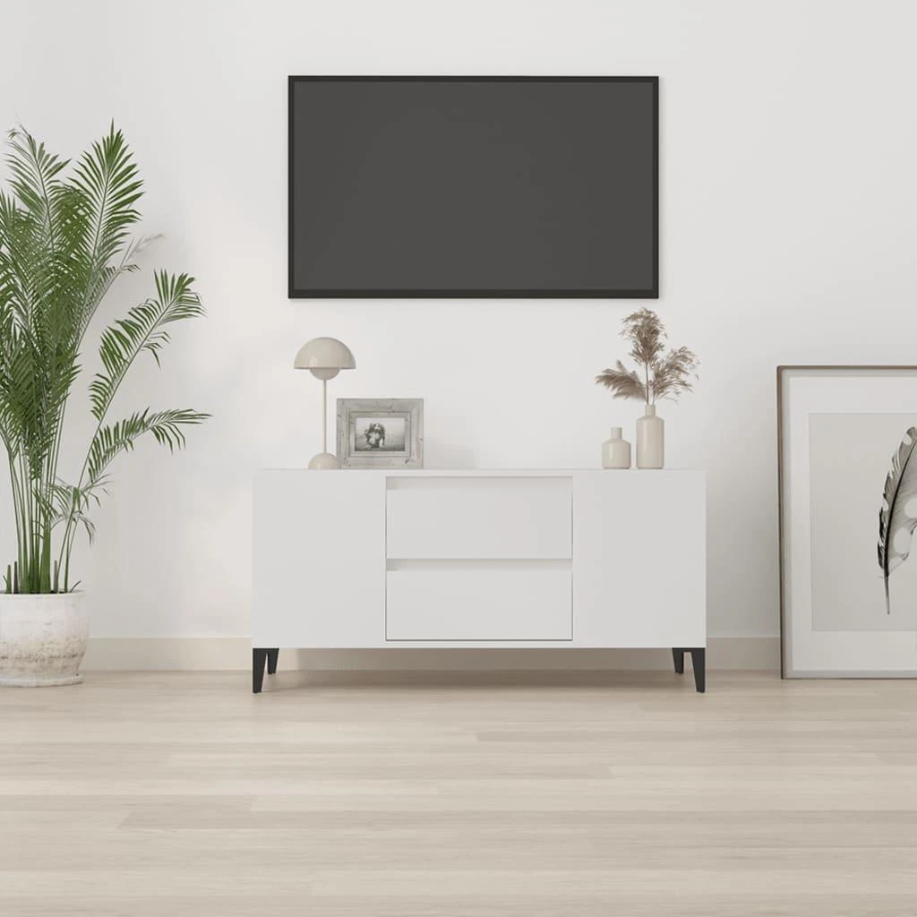 TV staliukas Televizoriaus spintelė, baltos spalvos, 102x44,5x50cm, mediena
