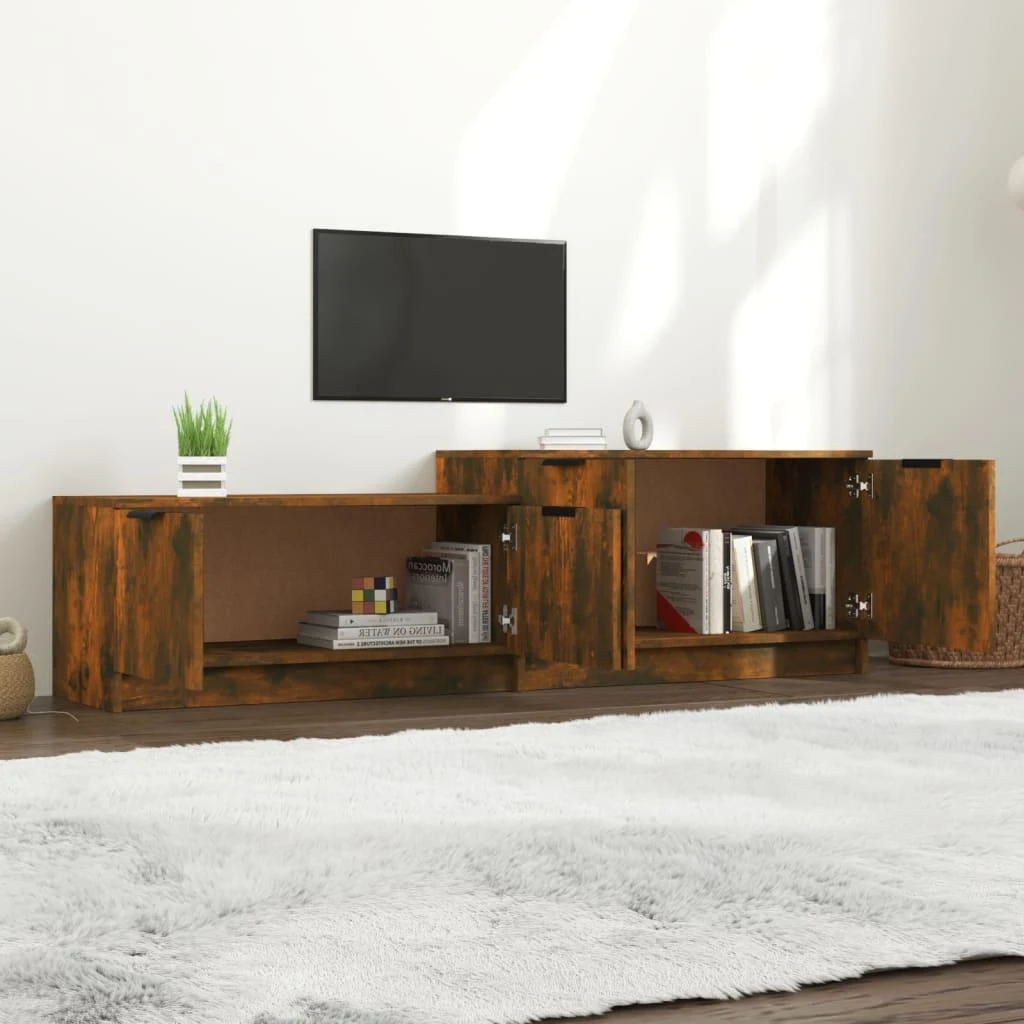 TV staliukas Televizoriaus spintelė, dūminio ąžuolo, 158,5x36x45cm, mediena