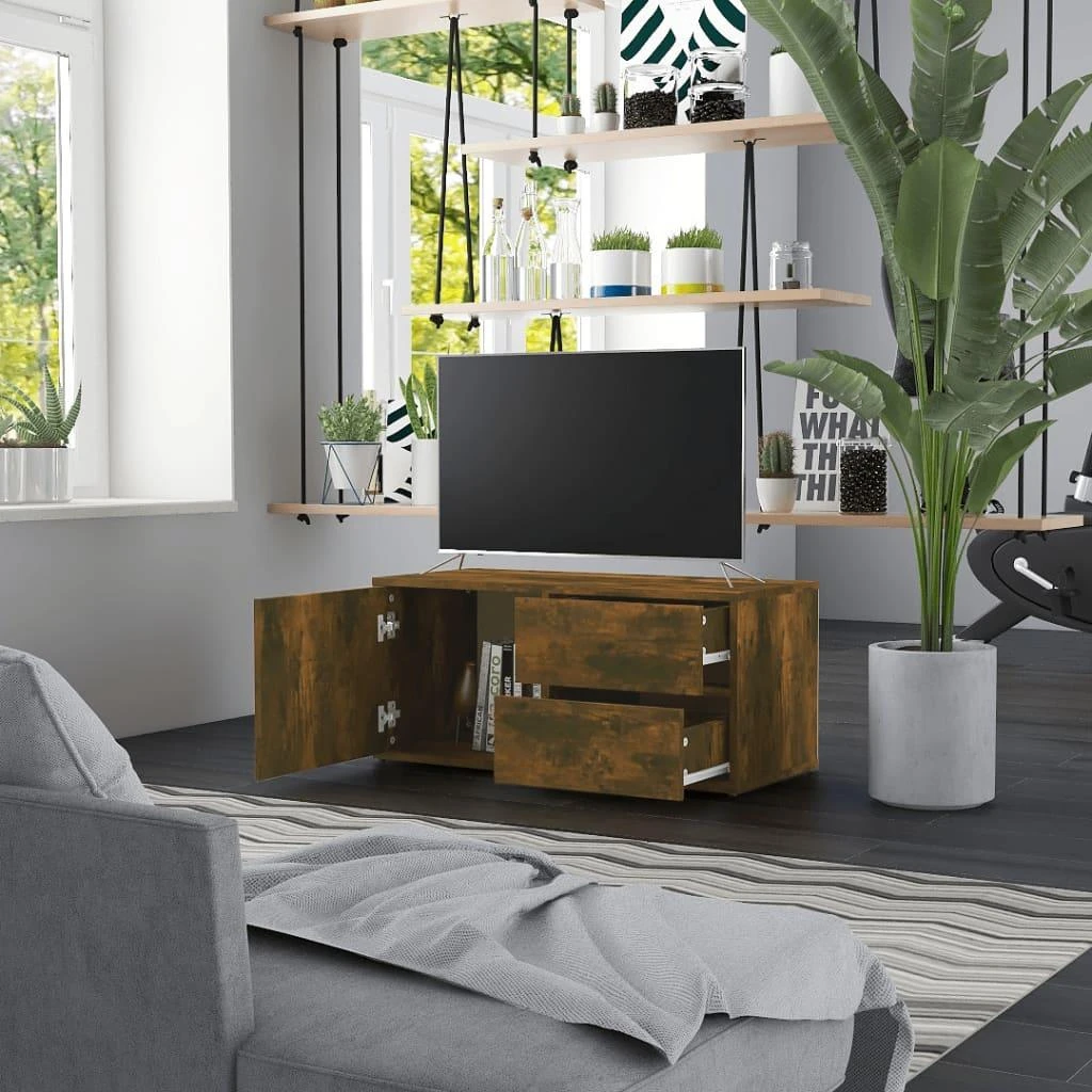 TV staliukas Televizoriaus spintelė, dūminio ąžuolo, 80x34x36cm, mediena