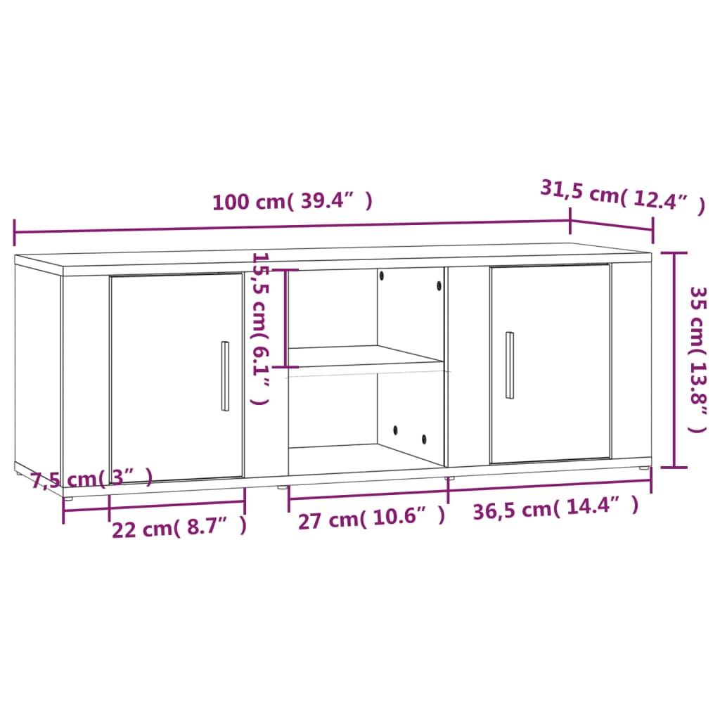 TV staliukas Televizoriaus spintelė, dūminio ąžuolo, 100x31,5x35cm, mediena