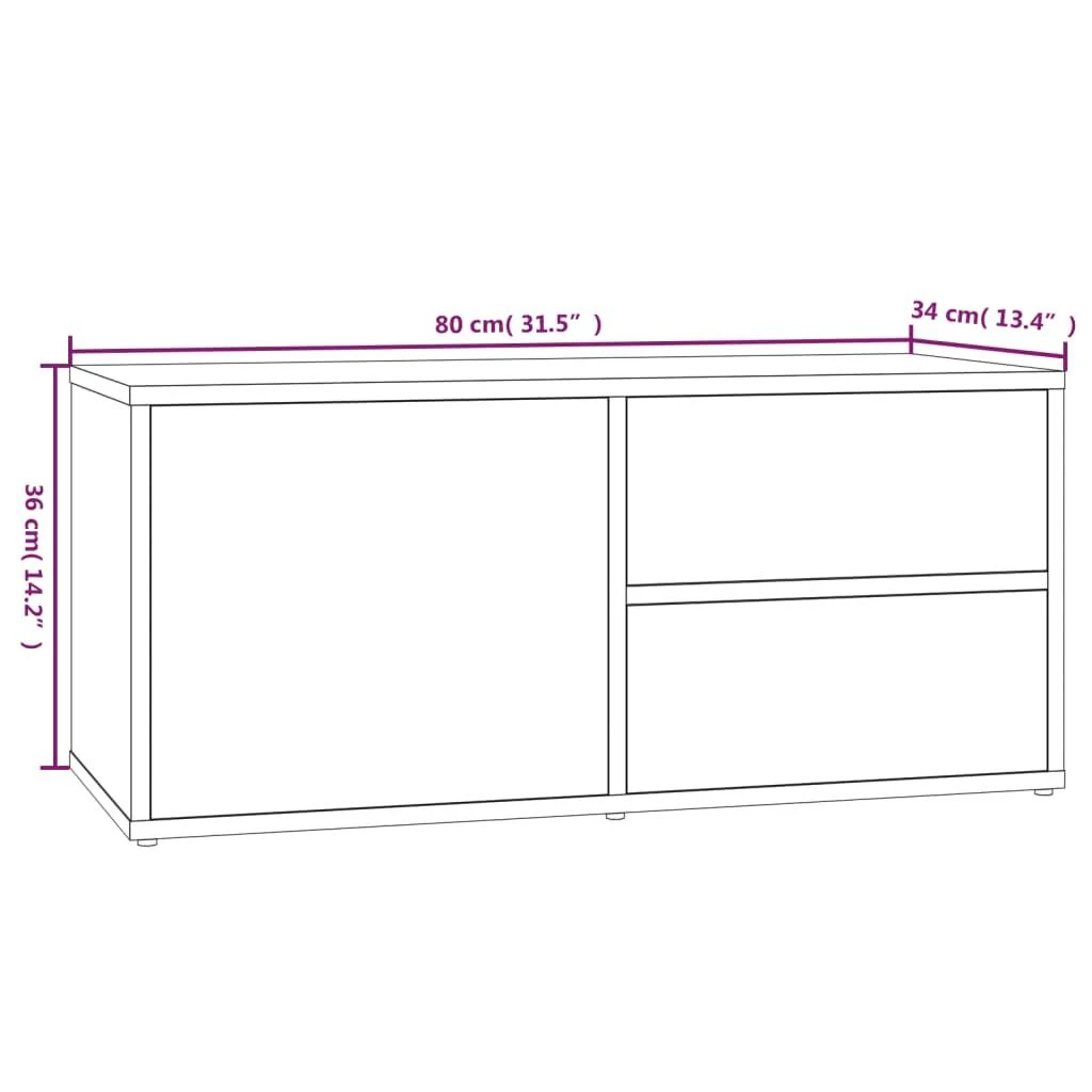 TV staliukas Televizoriaus spintelė, dūminio ąžuolo, 80x34x36cm, mediena