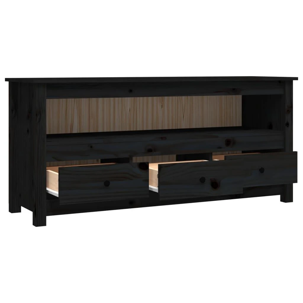 TV staliukas Televizoriaus spintelė, juoda, 114x35x52cm, pušies masyvas