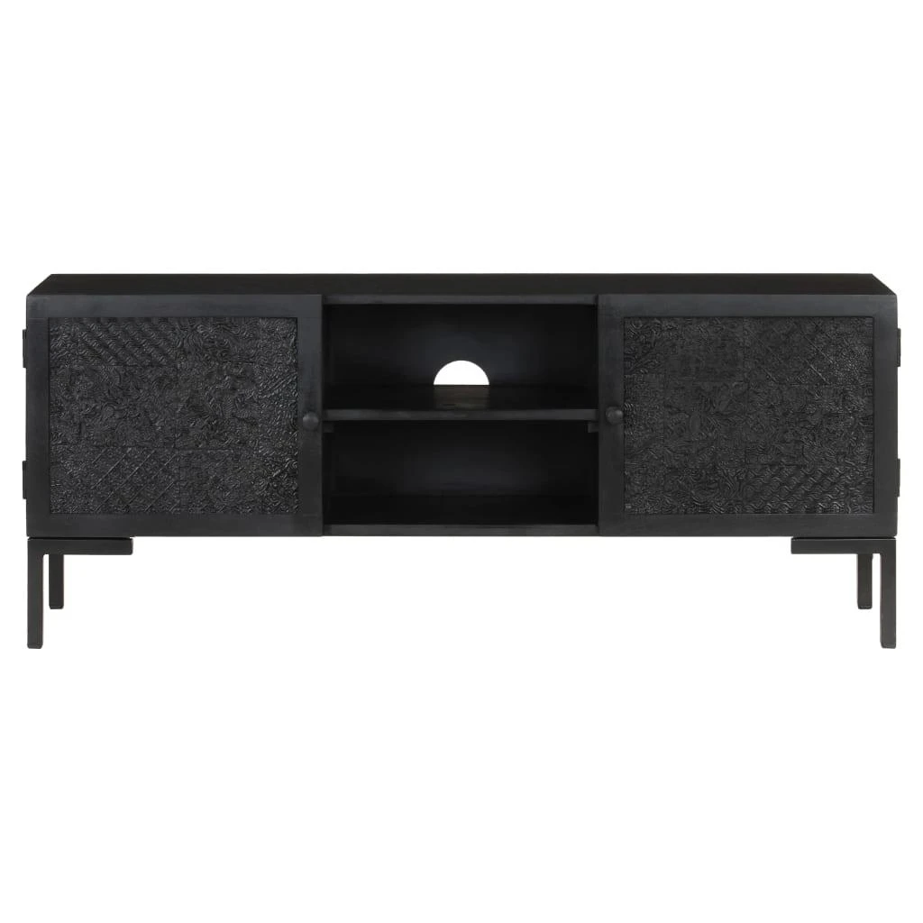 TV staliukas Televizoriaus spintelė, juoda, 115x30x46cm, mango masyvas