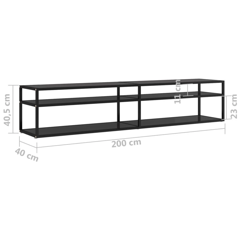 TV staliukas Televizoriaus spintelė, juoda, 200x40x40,5cm, grūdintas stiklas