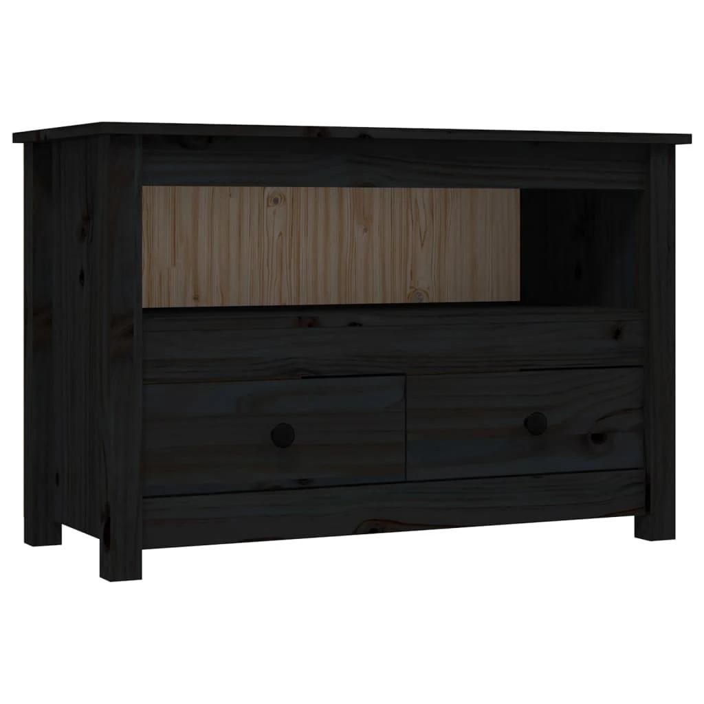TV staliukas Televizoriaus spintelė, juoda, 79x35x52cm, pušies masyvas