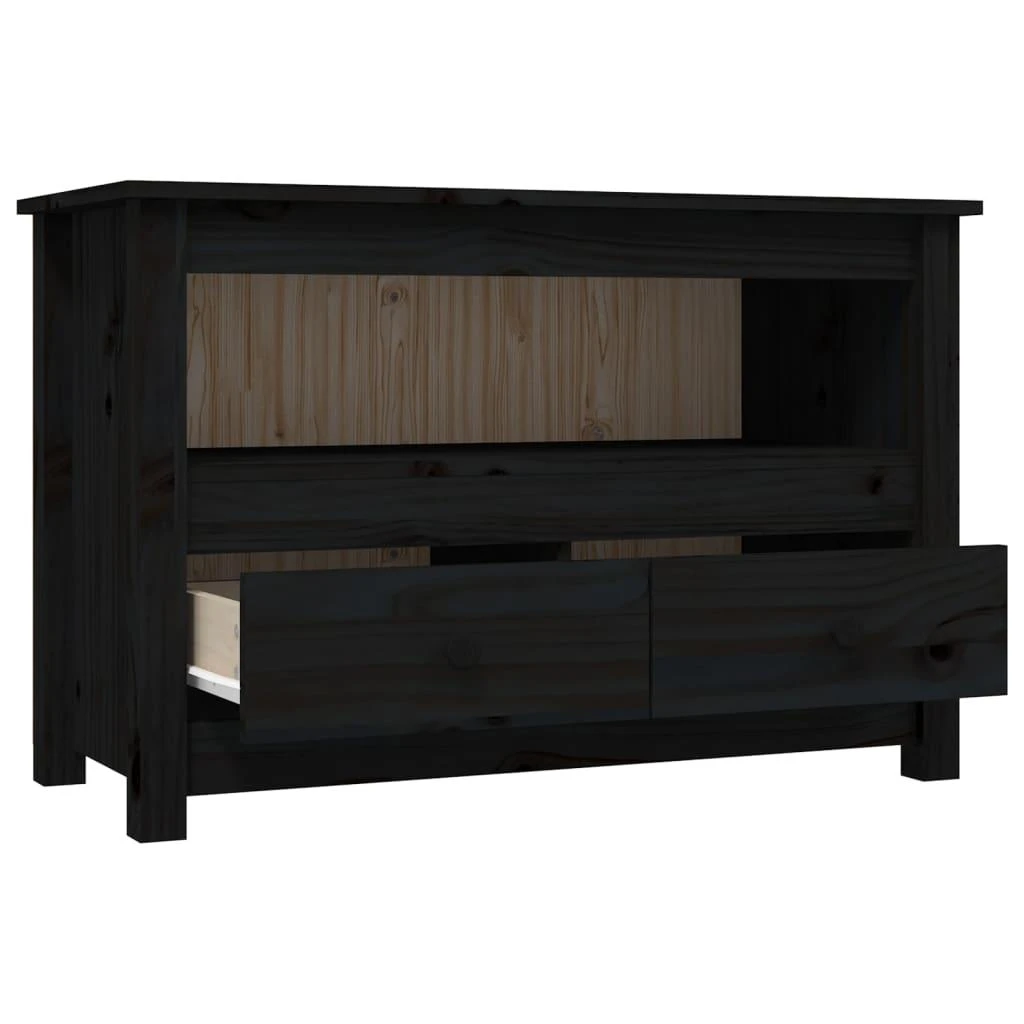 TV staliukas Televizoriaus spintelė, juoda, 79x35x52cm, pušies masyvas
