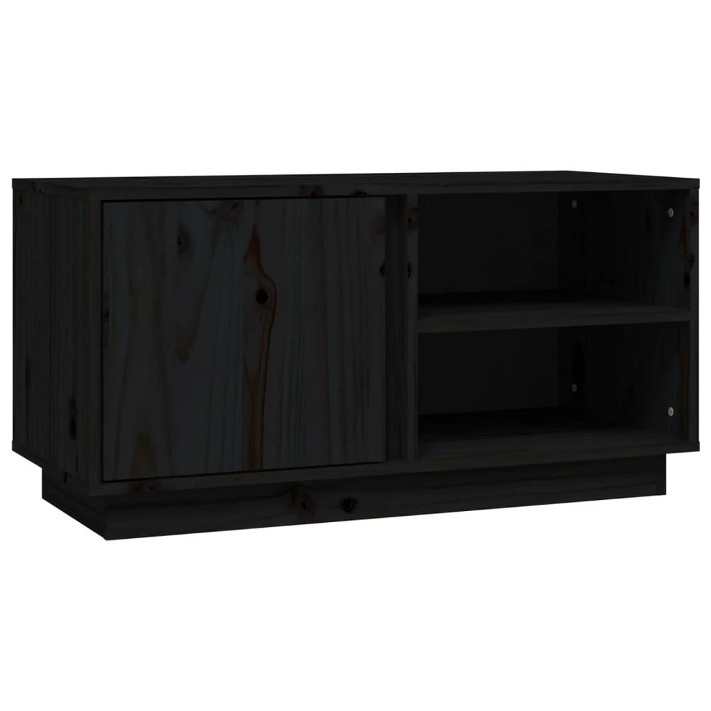 TV staliukas Televizoriaus spintelė, juoda, 80x35x40,5cm, pušies masyvas
