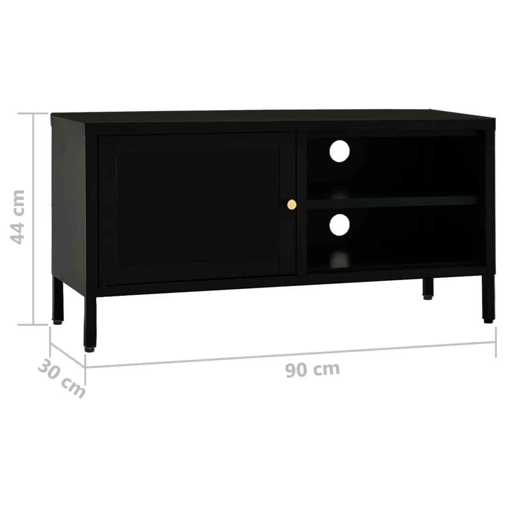TV staliukas Televizoriaus spintelė, juoda, 90x30x44cm, plienas ir stiklas