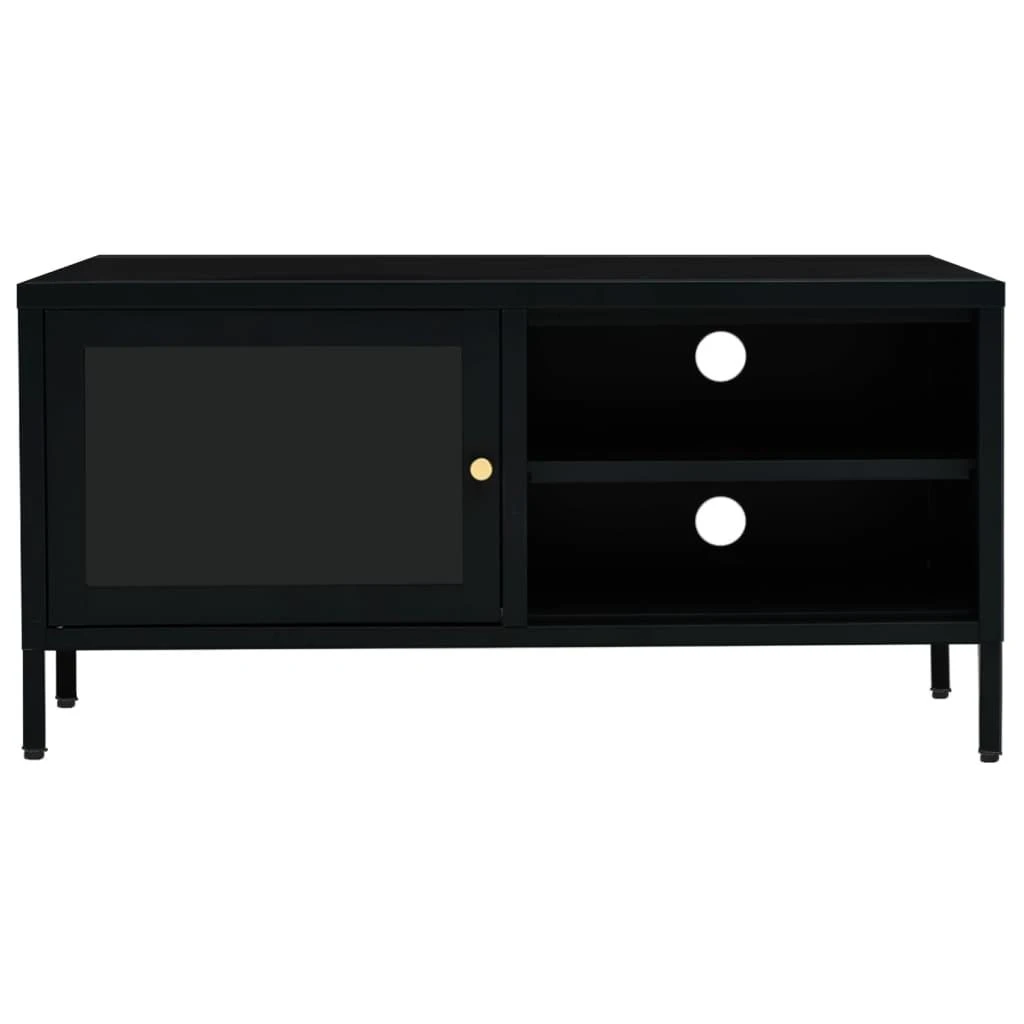 TV staliukas Televizoriaus spintelė, juoda, 90x30x44cm, plienas ir stiklas