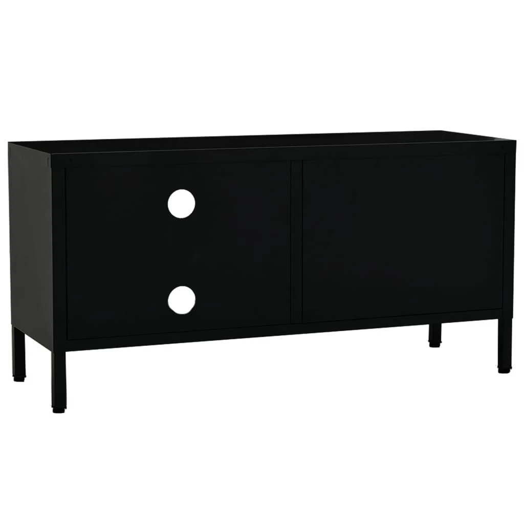 TV staliukas Televizoriaus spintelė, juoda, 90x30x44cm, plienas ir stiklas