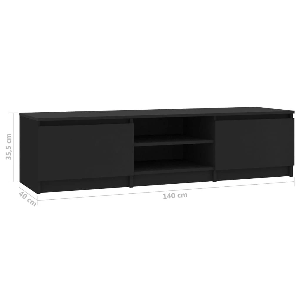 TV staliukas Televizoriaus spintelė, juoda, 140x40x35,5cm, apdirbta mediena
