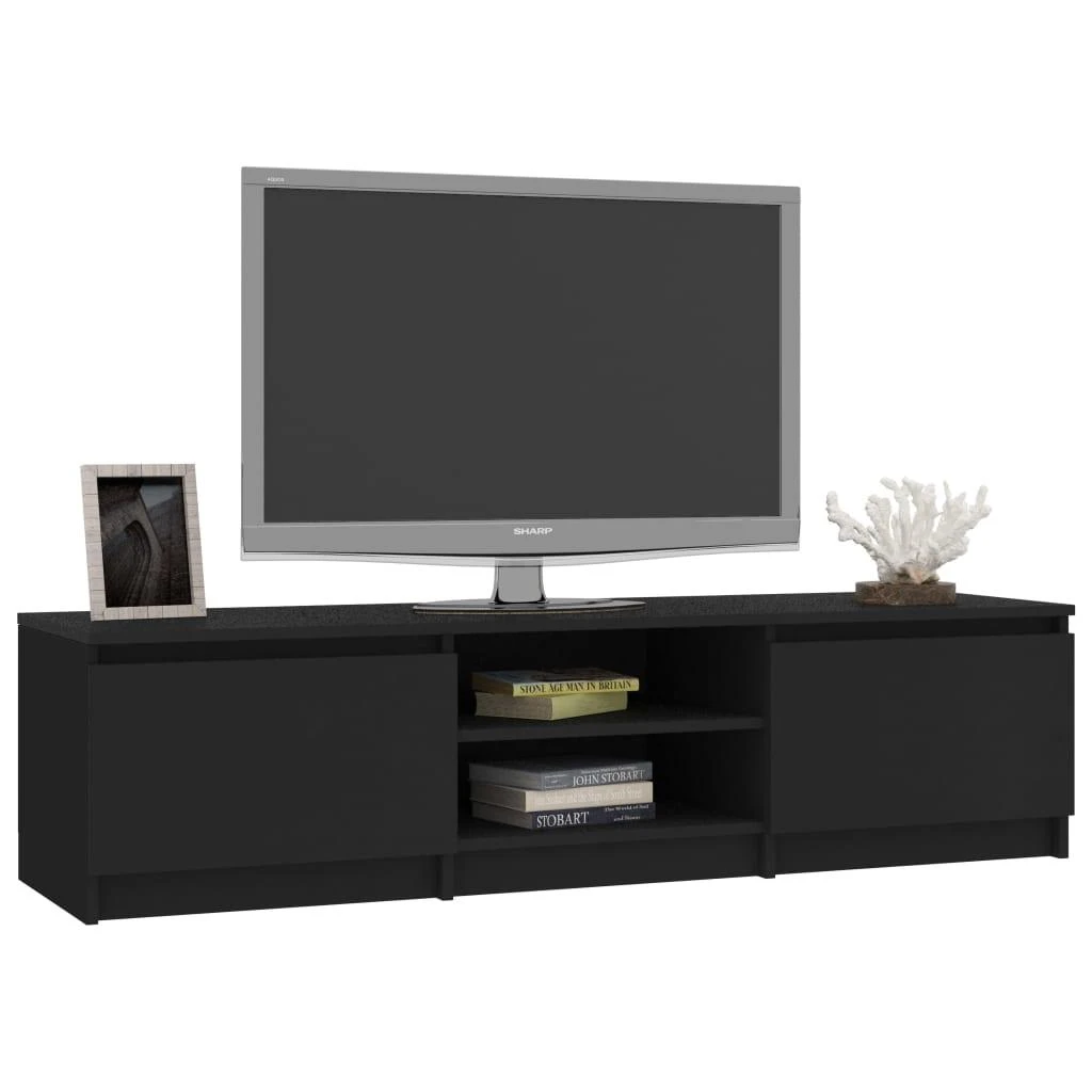 TV staliukas Televizoriaus spintelė, juoda, 140x40x35,5cm, apdirbta mediena