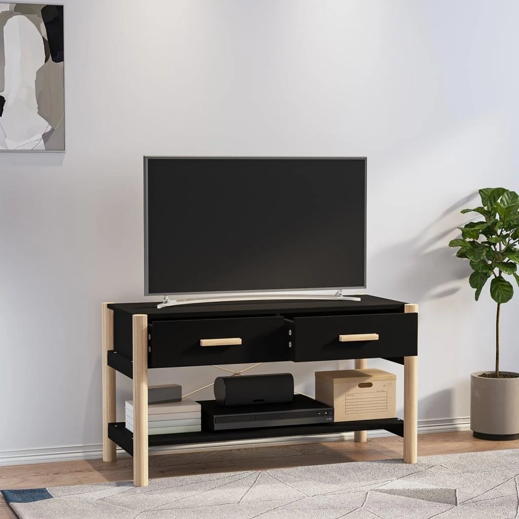 TV staliukas Televizoriaus spintelė, juodos spalvos, 82x38x45cm, mediena