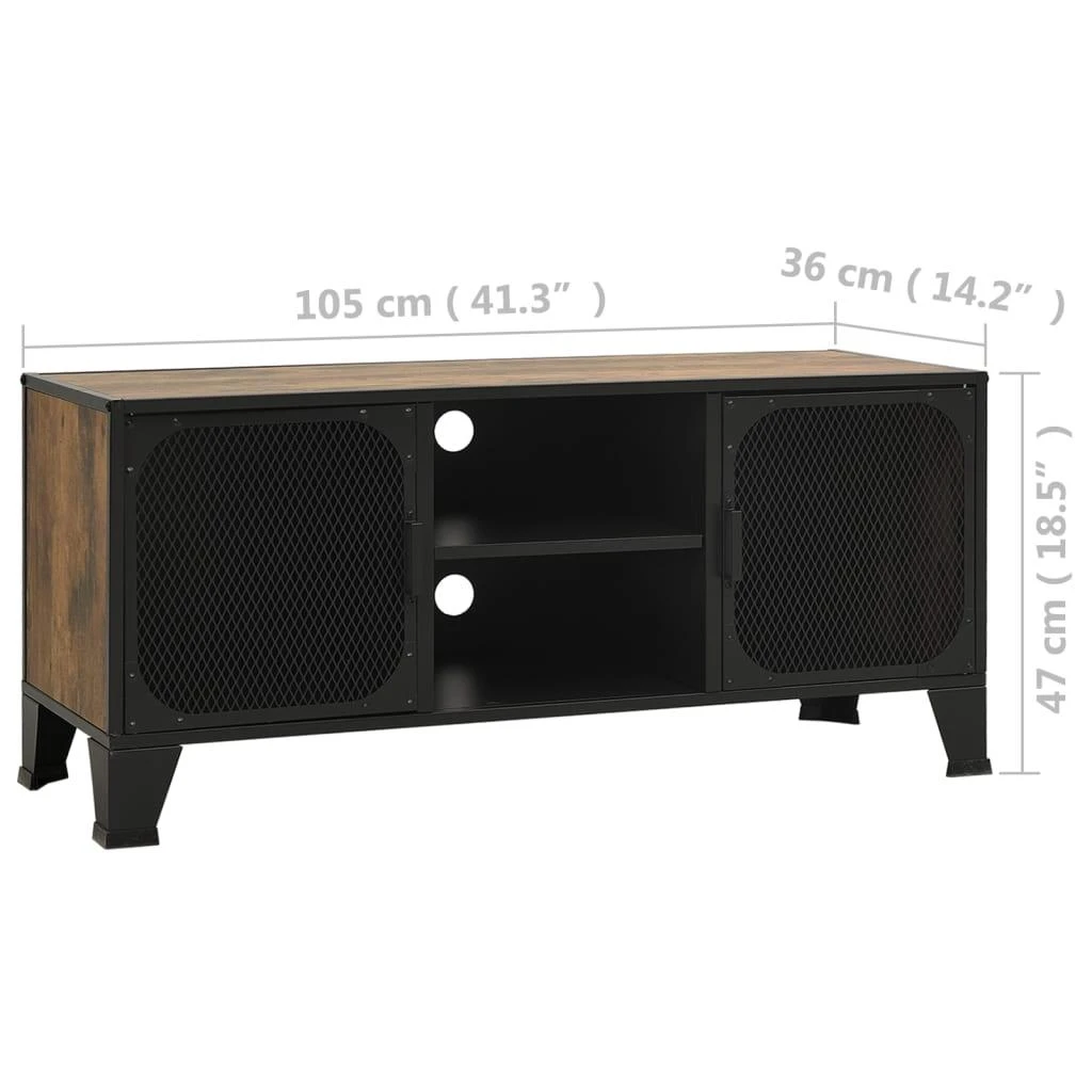 TV staliukas Televizoriaus spintelė, kaimiška ruda, 105x36x47cm, metalas/MDF
