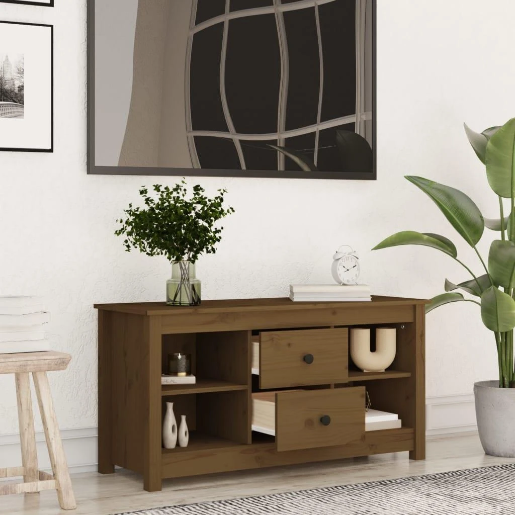 TV staliukas Televizoriaus spintelė, medaus ruda, 103x36,5x52cm, pušis