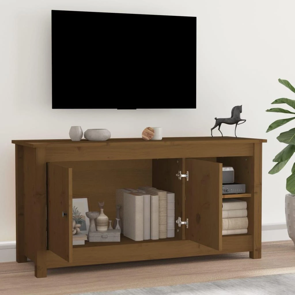 TV staliukas Televizoriaus spintelė, medaus ruda, 103x36,5x52cm, pušis