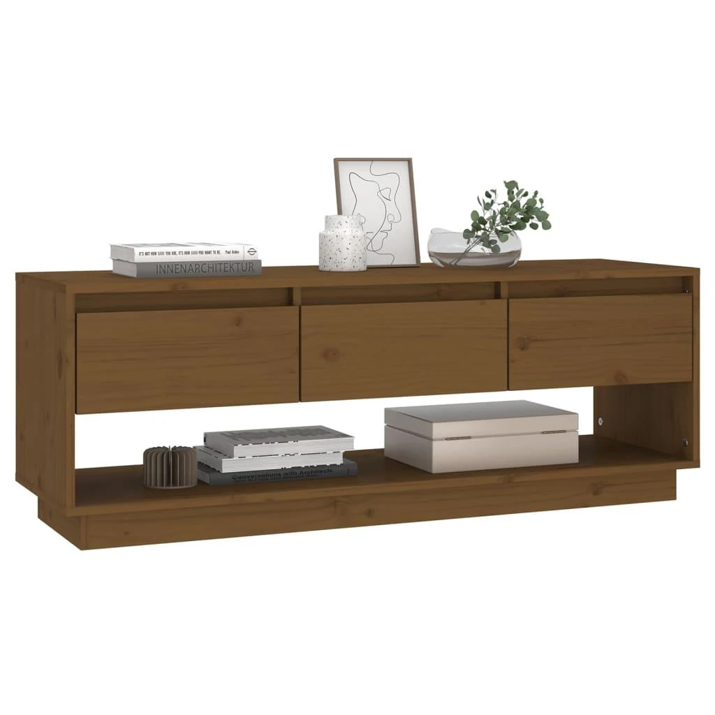TV staliukas Televizoriaus spintelė, medaus ruda, 110,5x34x40cm, pušis