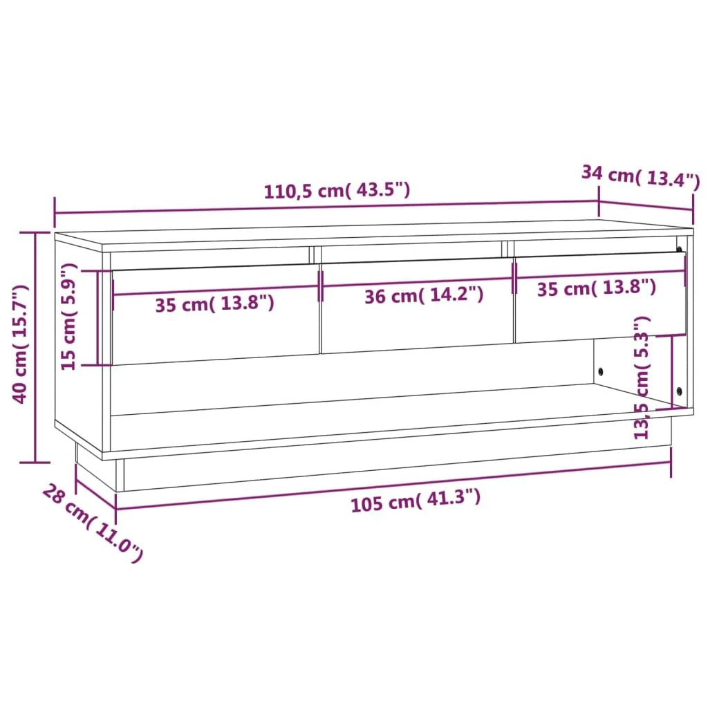 TV staliukas Televizoriaus spintelė, medaus ruda, 110,5x34x40cm, pušis
